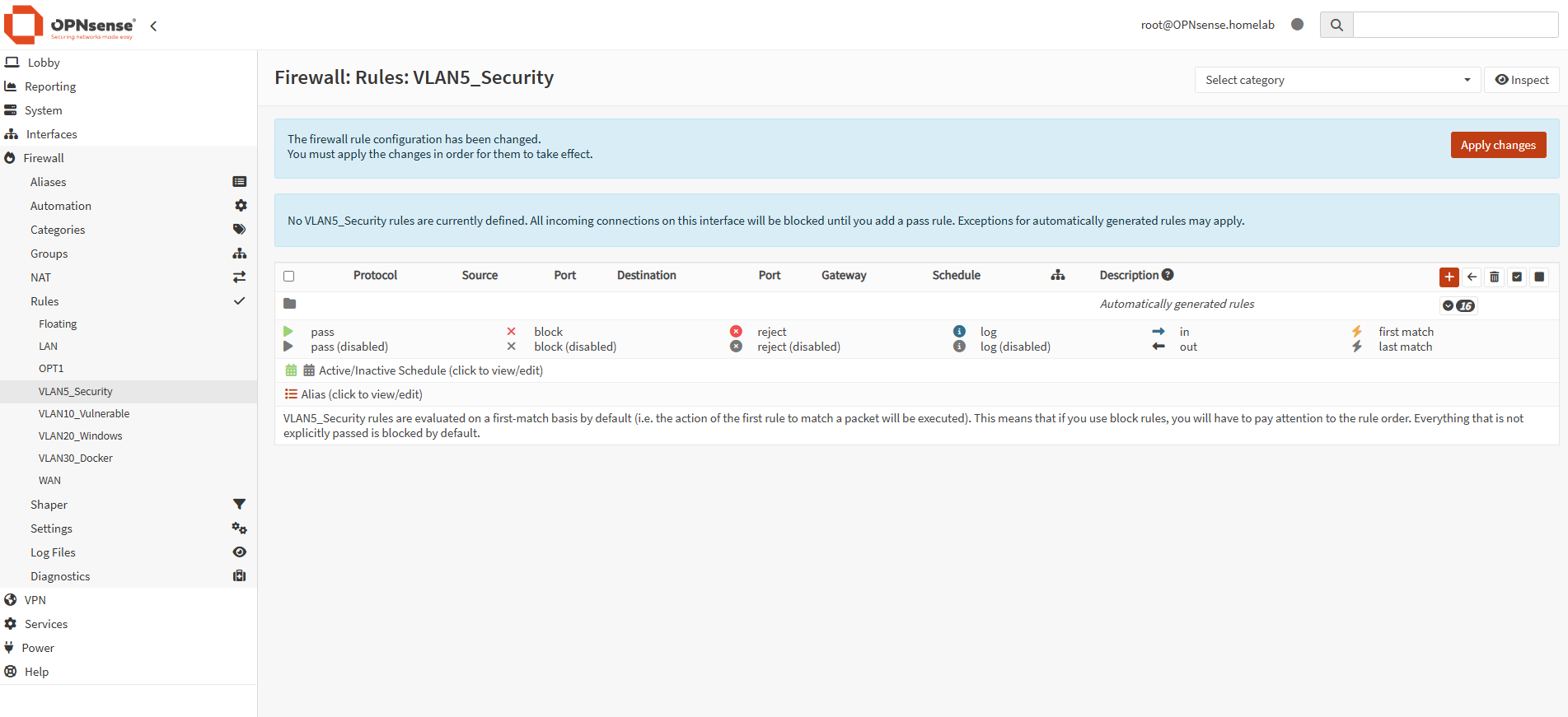 Creating Firewall rules for Each Interface